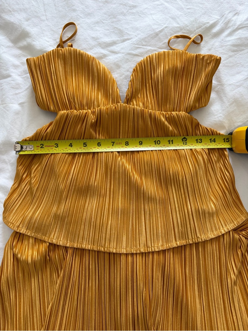 Lulu's Women’s Marigold Tiered Pleated Maxi Wedding Guest Dress Small - Picture 14 of 15
